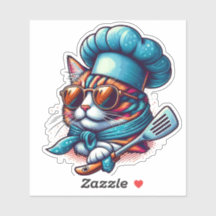 Chef Cat Cool Sunglasses Hat Die Cut 