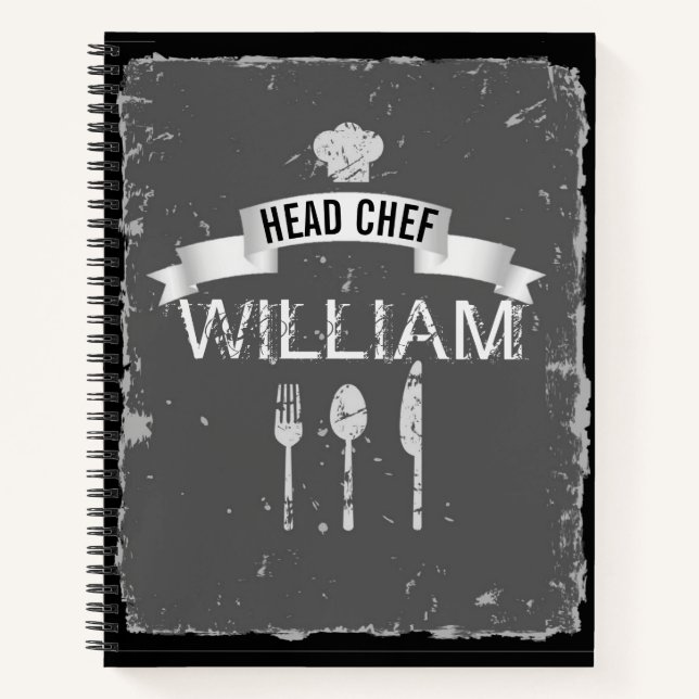 Chef Chef livre de recettes grises pour hommes (Devant)