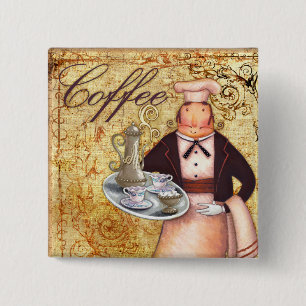 Chef Coffee 2 Inch Square Button