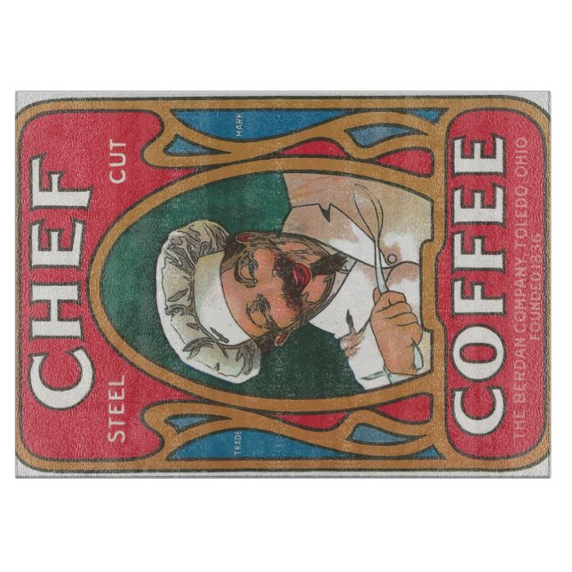 Chef coffee vintage art nouveau kitchen  cutting board (Front)