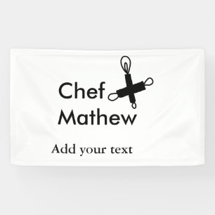 Chef cook add name text men kitchen bakery banner