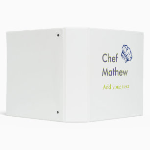 Chef cook add name text men kitchen bakery binder