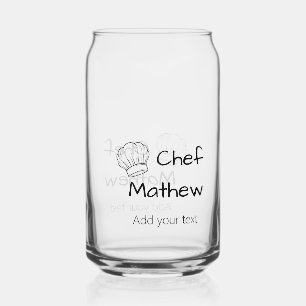 Chef cook add name text men kitchen bakery  can glass