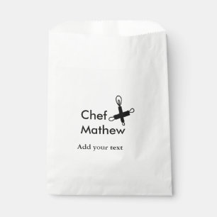 Chef cook add name text men kitchen bakery favour bag
