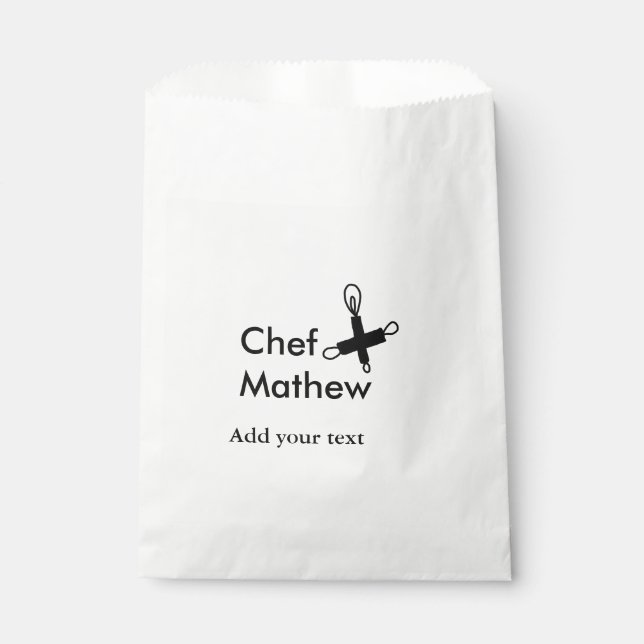 Chef cook add name text men kitchen bakery  favour bag (Front)
