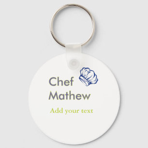 Chef cook add name text men kitchen bakery keychain