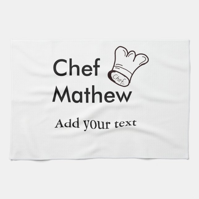 Chef cook add name text men kitchen bakery  kitchen towel (Horizontal)