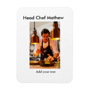 Chef cook add name text men kitchen bakery  magnet