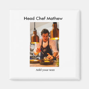 Chef cook add name text men kitchen bakery magnet