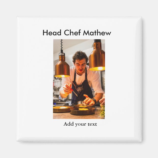 Chef cook add name text men kitchen bakery  magnet (Front)