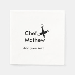 Chef cook add name text men kitchen bakery napkin