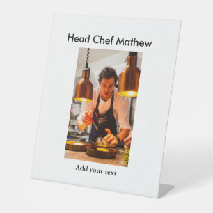 Chef cook add name text men kitchen bakery  pedestal sign