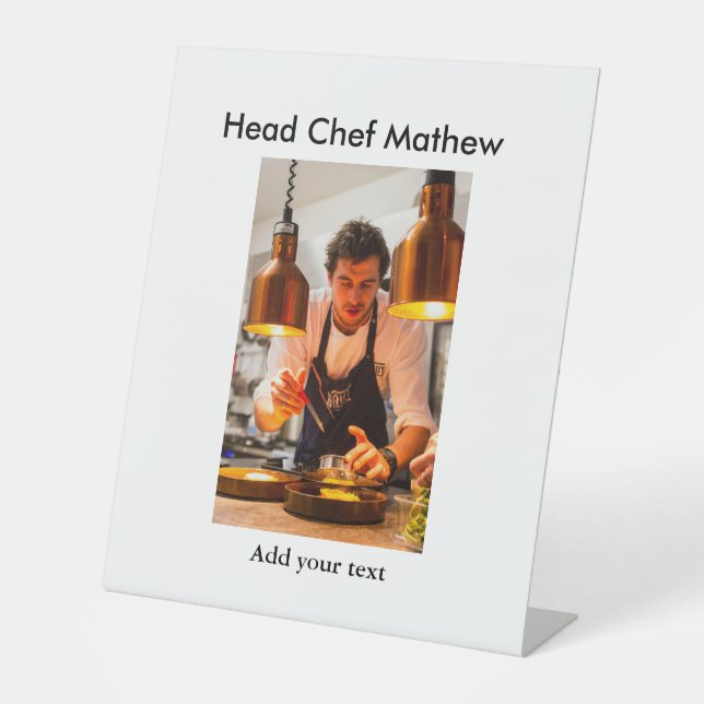 Chef cook add name text men kitchen bakery  pedestal sign (Front)