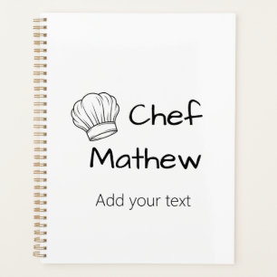 Chef cook add name text men kitchen bakery  planner