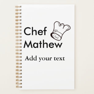 Chef cook add name text men kitchen bakery planner