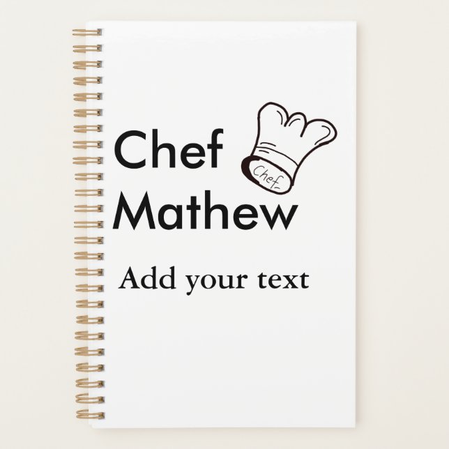 Chef cook add name text men kitchen bakery  planner (Front)
