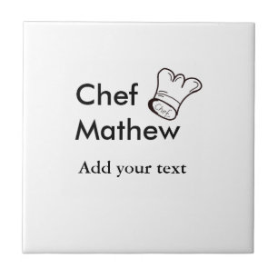 Chef cook add name text men kitchen bakery tile