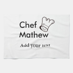 Chef cook add name text men kitchen bakery  towel