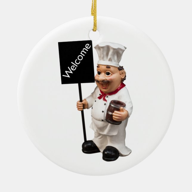 Chef cook - WELCOME menu card Ceramic Ornament (Back)