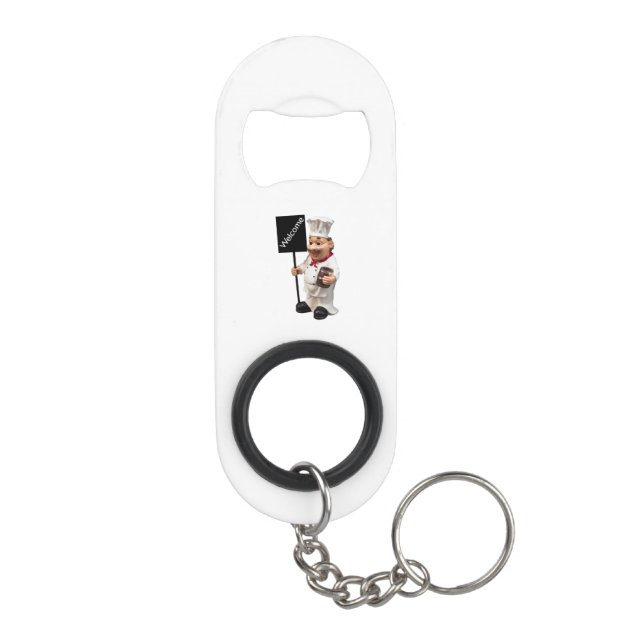 Chef cook - WELCOME menu card Mini Bottle Opener (Back)