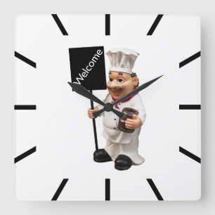 Chef cook - WELCOME menu card Square Wall Clock