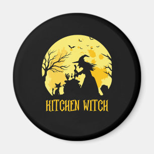 Chef cooking halloween gift kitchen witch magnet