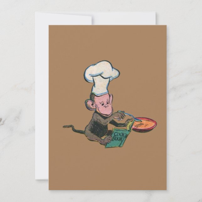 Chef Cooking Monkey Greeting Card (Front)