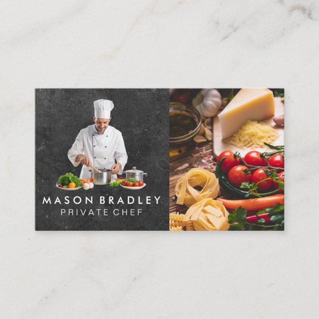 Chef Cooking | Pasta Tomato Food Business Card (Front)