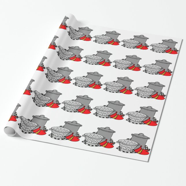 Chef Cooking Pot Gift Wrapping Paper (Unrolled)