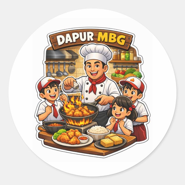 Chef Cooking Sticker Cute Cook Design (Front)