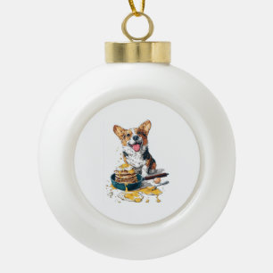 Chef Corgi � Funny Cooking Dog Ceramic Ball Christmas Ornament
