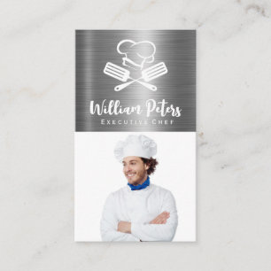 Chef   Culinary Logo   Metal Background Business Card