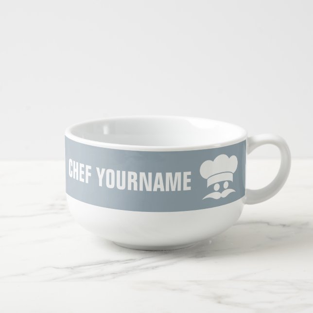 Chef custom colour & text soup mug (Left)