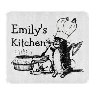 Chef Cute Bunny Personalised Vintage Art Cutting Board