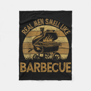 Chef Dad Bbq Real Men Smell Like Funny Barbecue Fleece Blanket