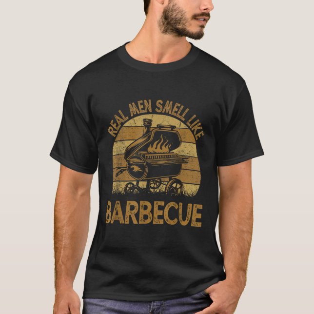 Chef Dad Bbq Real Men Smell Like Funny Barbecue  T-Shirt (Front)