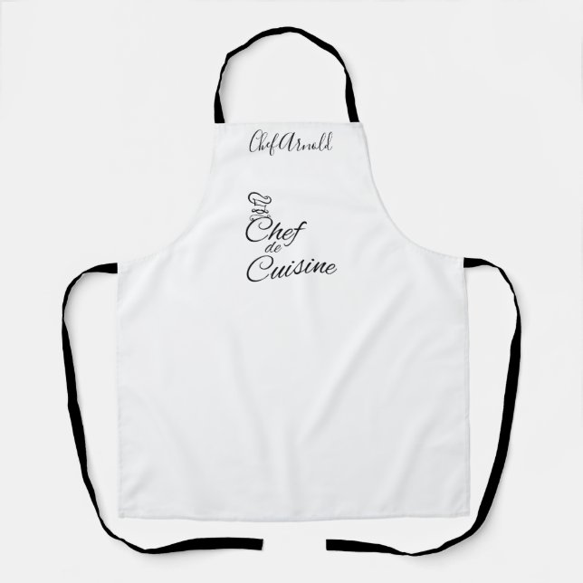 Chef de Cuisine Customizable Name Adult Apron (Front)