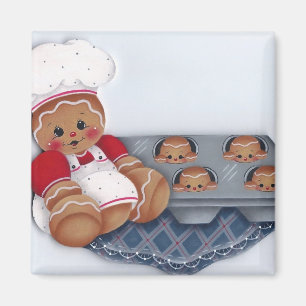 Chef de pain d'épice et aimant de petits pains de
