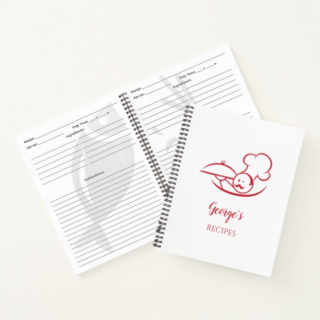 Chef Design Personalized Spiral Recipe Book (Inside)