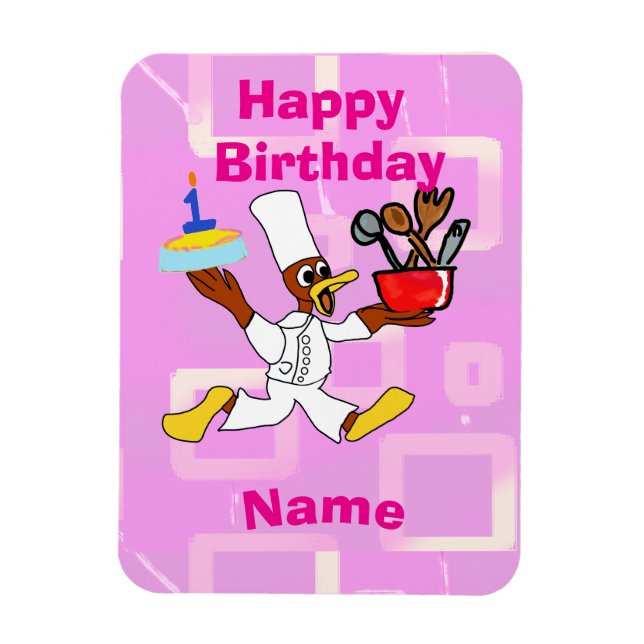 Chef Ducky Kazoo Pink Geometric  Magnet (Vertical)