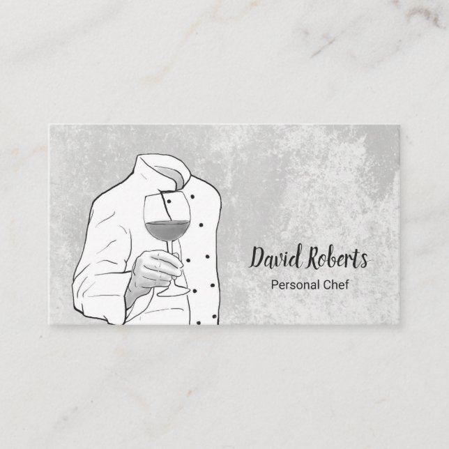 Chef Elegant Hand Drawing Business Card (Front)