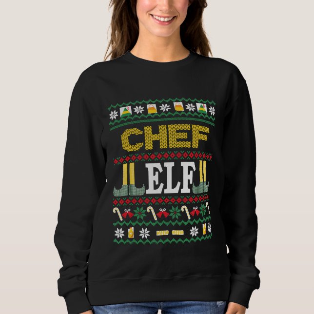 Chef Elf  Christmas Sweatshirt (Front)