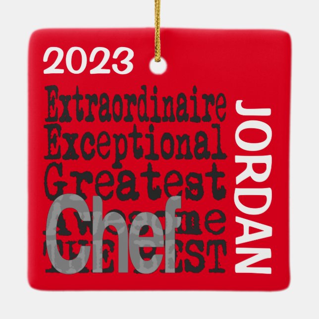 Chef Extraordinaire CUSTOM Ceramic Ornament (Back)
