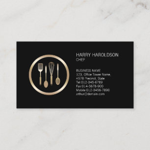Chef Faux Gold Cuisine Ustensiles Carte de visite