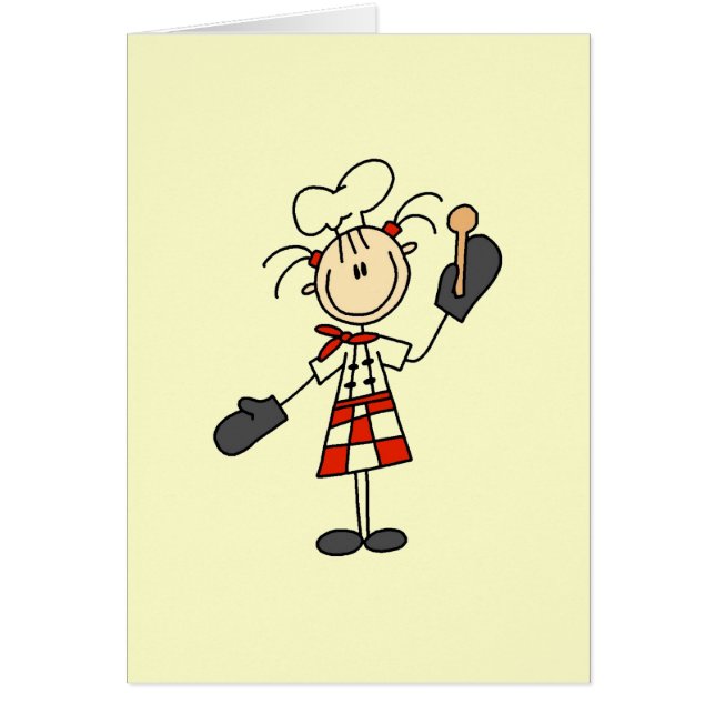 Chef féminin avec les gants et la cuillère en bois (Devant)
