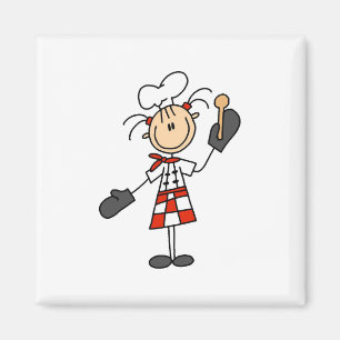 Chef fille à cuillère en bois Magnets