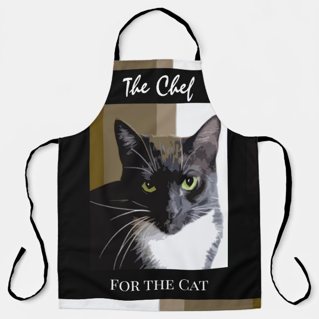 Chef for the Cat black white  All-Over Print Apron (Front)