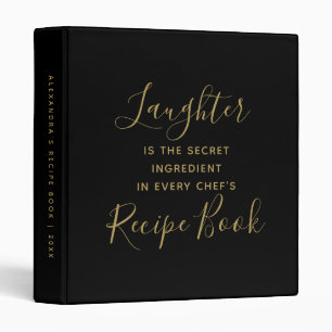 Chef Fun Quote Black Gold Script Recipe Book Binder
