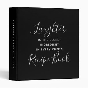 Chef Fun Quote Black White Script Recipe Book Binder