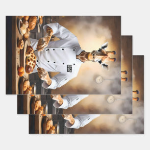 Chef Giraffe Bakes Pastries, Wrapping Paper Sheet